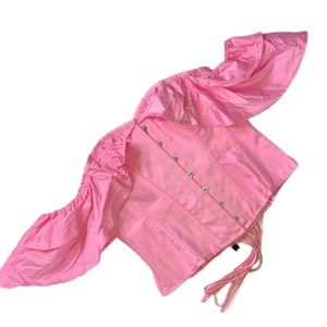 Corset Story Cotton Corset Top w/ Dramatic Sleeve